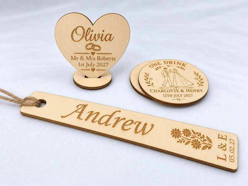 Examples of personalised engraved keepsakes and name pieces